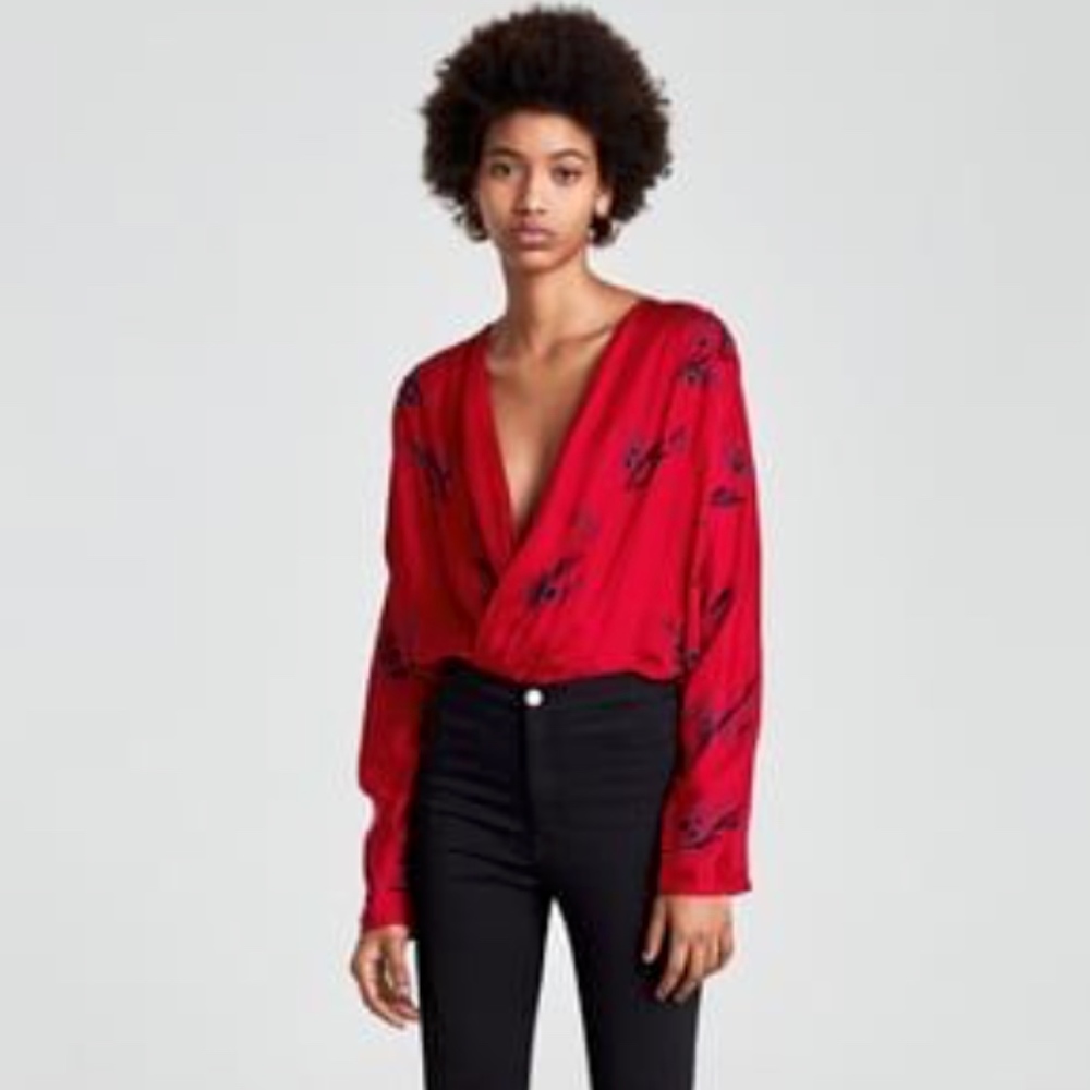 Bodysuit with Contrasting Beads and embroidery